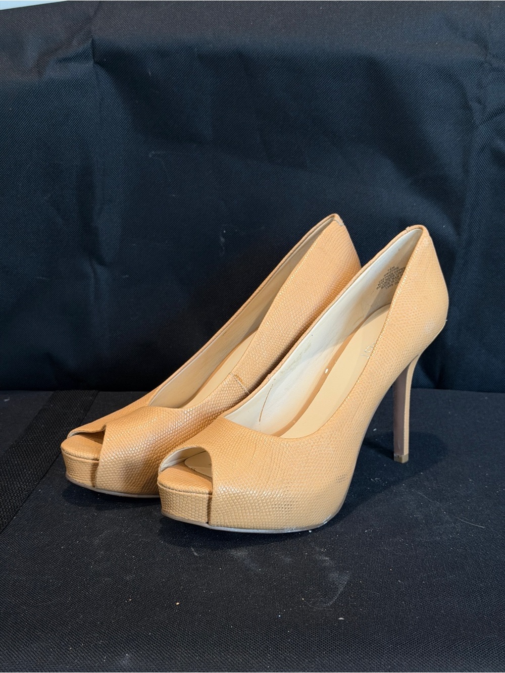 Nine West Tan Peep-Toe Platform Pumps